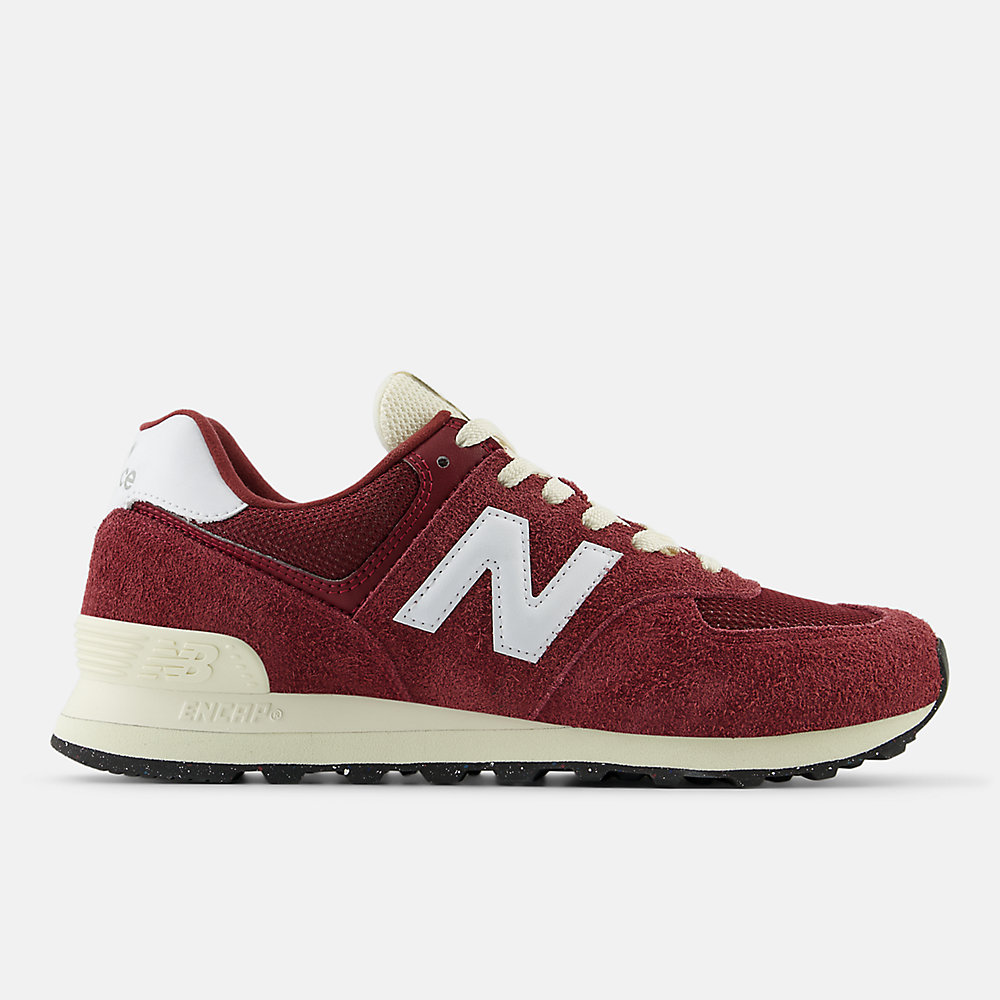 New Balance 574 Shoes Classic Crimson with White and Angora